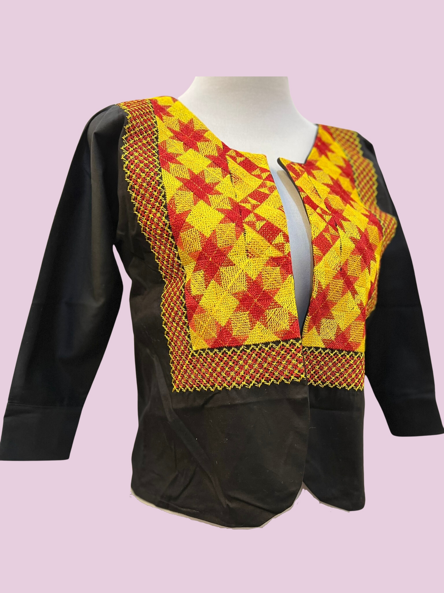 Blusa tipo saco manga larga negro